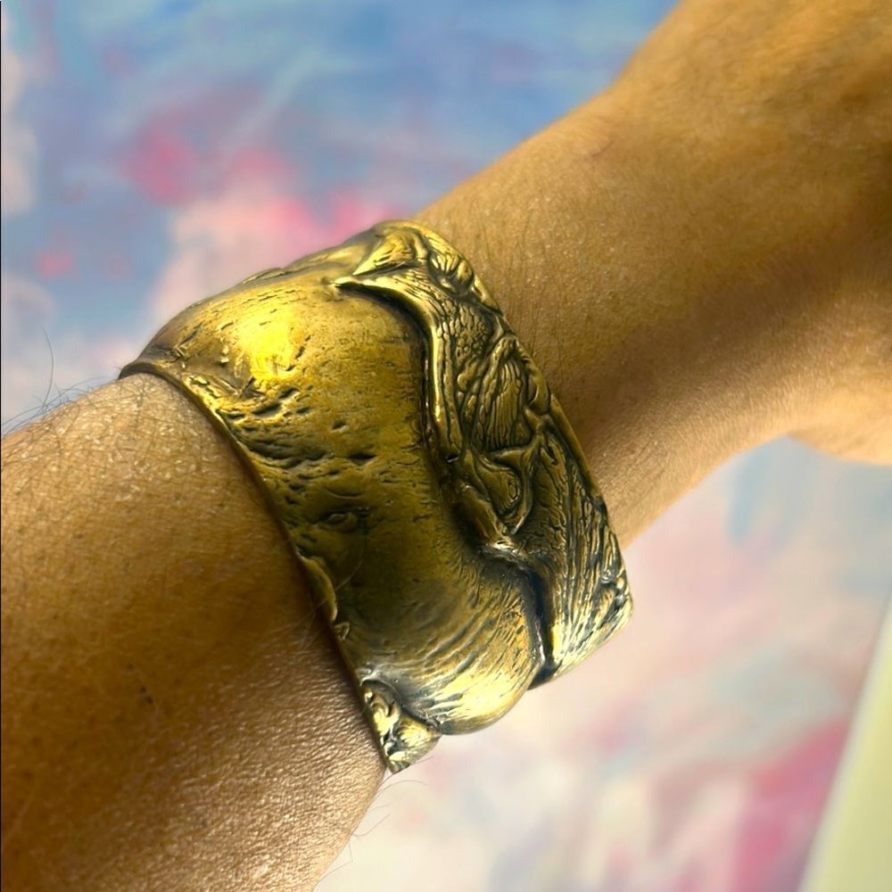 Brass Artisan Textured Cuff Bracelet